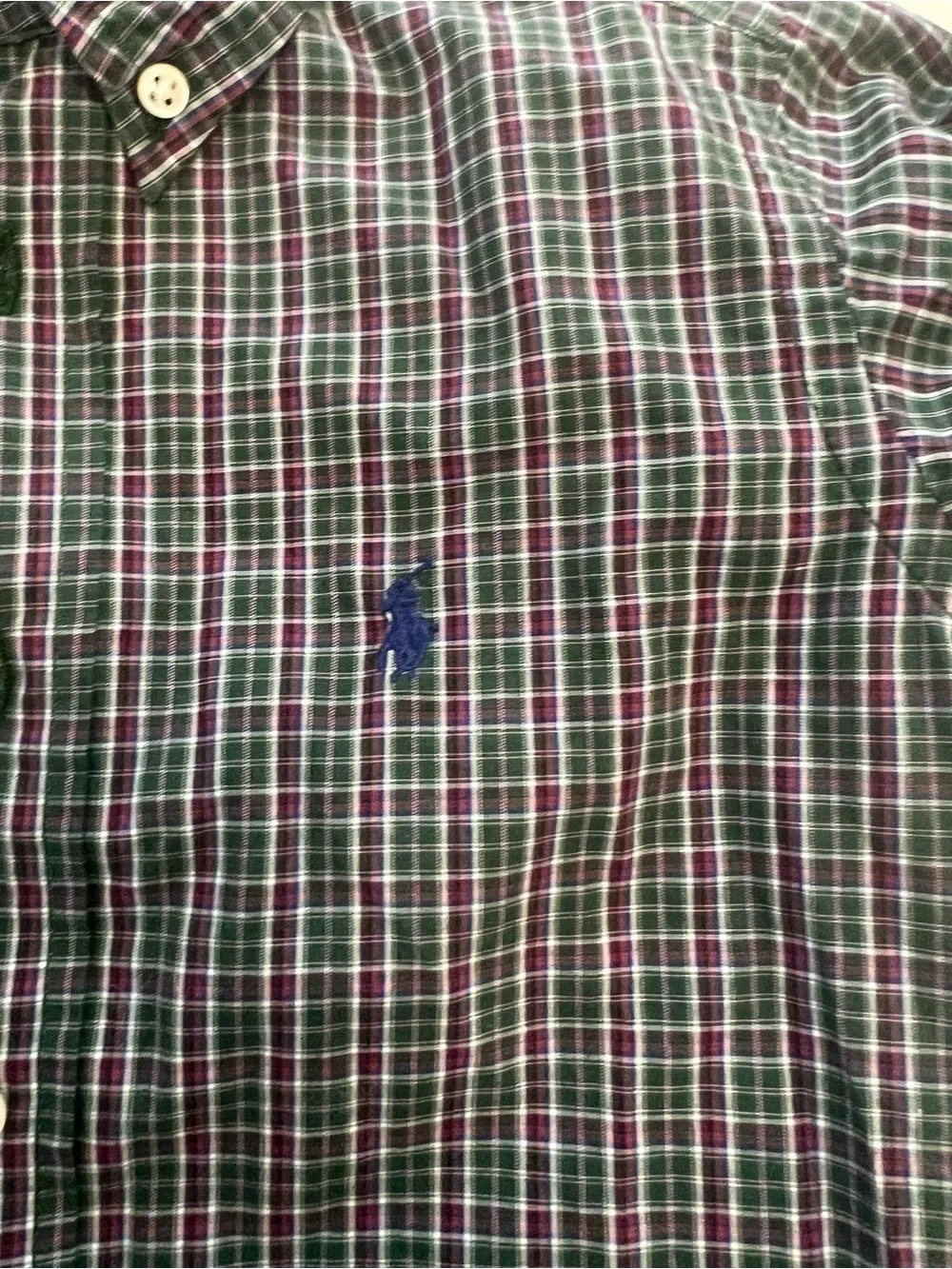 Ralph Lauren Green & white Plaid Button-Down Shirt 4/4T